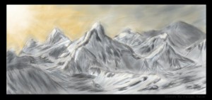 Snow mountain sketch done in MyPaint