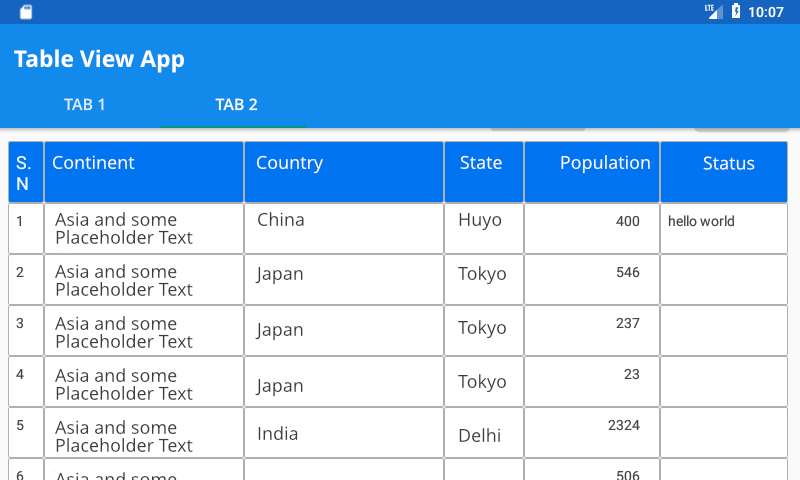 tabular view